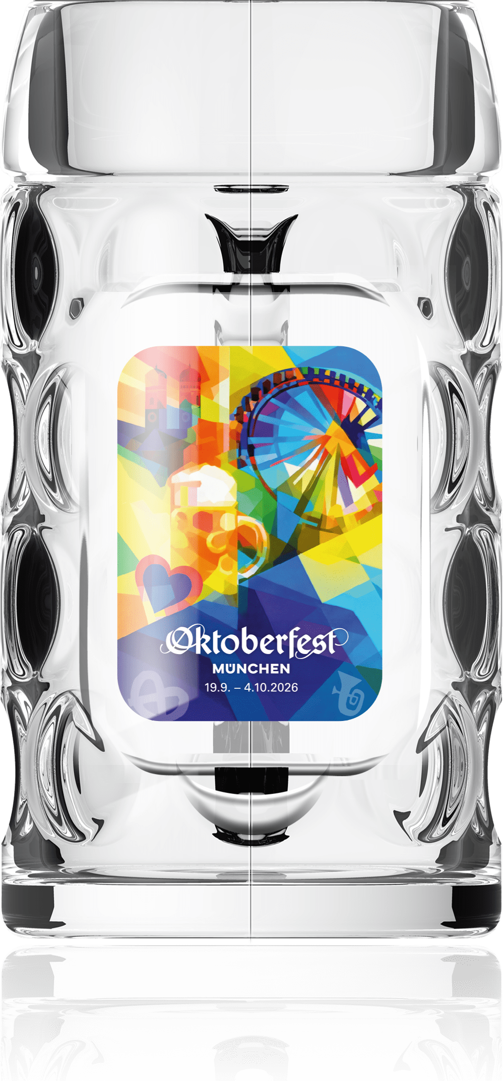 Glaskrug 0,5 l mit offiziellem Oktoberfest™ Motiv 2026