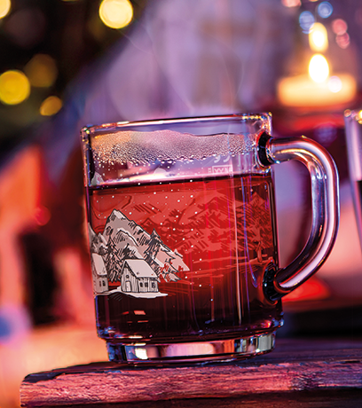 Wintertasse Ein Bild des Produkts Glastasse "Winterzeit"