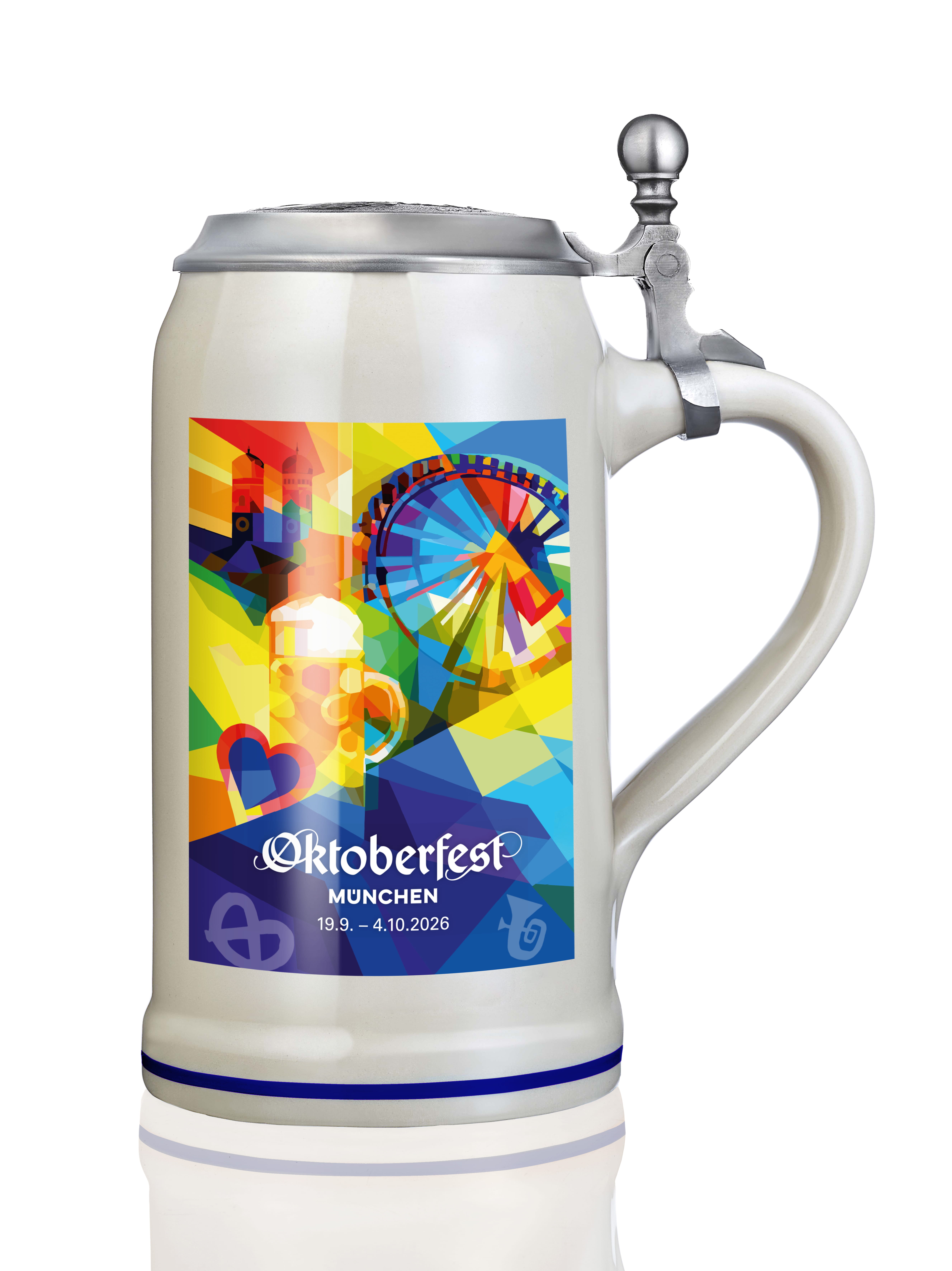 Offizieller Oktoberfest™ Krug 2026 mit Zinndeckel